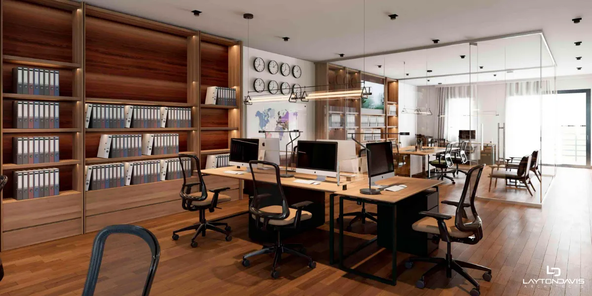 Another computer generated rendering of The Mercantile unfinished interior showing potential window placement and natural light